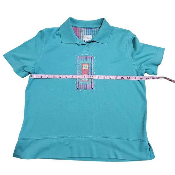 Koret Francisca Womens Small Teal Green Patchwork Polo Shirt Vintage Preppy 80s - Picture 6 of 7